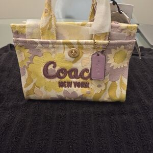 Coach Floral Canvas Mini Tote in Yellow & Lavender